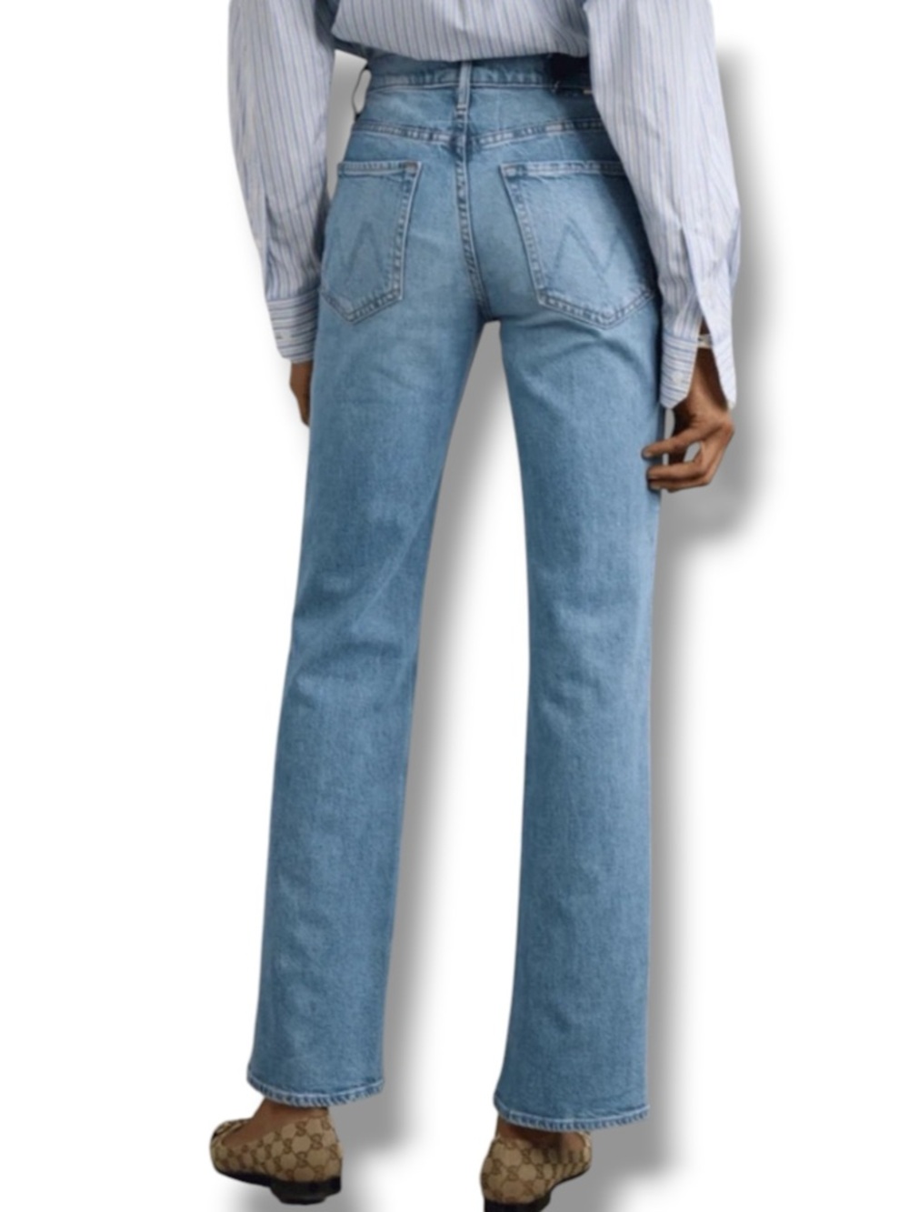 MOTHER The Kick It High Waist Straight Leg Jeans in Tarot Time Blue Size 26 - Picture 5 of 16